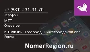 Кто звонил с 8312313170 - регион и оператор